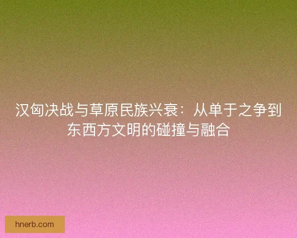汉匈决战与草原民族兴衰：从单于之争到东西方文明的碰撞与融合