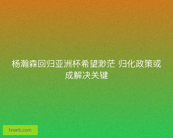 杨瀚森回归亚洲杯希望渺茫 归化政策或成解决关键 杨瀚森回归亚洲杯希望渺茫 归化政策或成解决关键