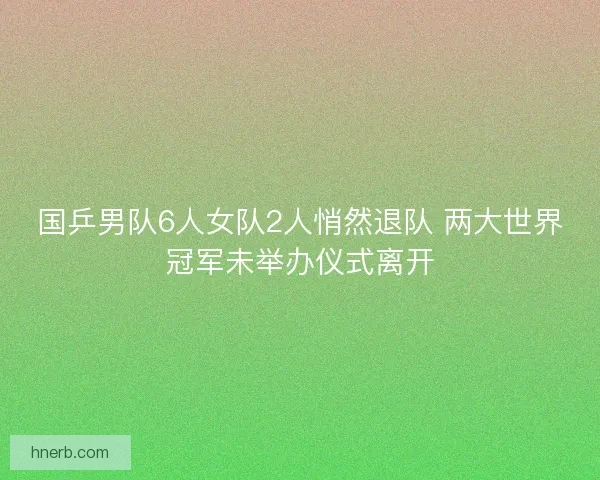国乒男队6人女队2人悄然退队 两大世界冠军未举办仪式离开